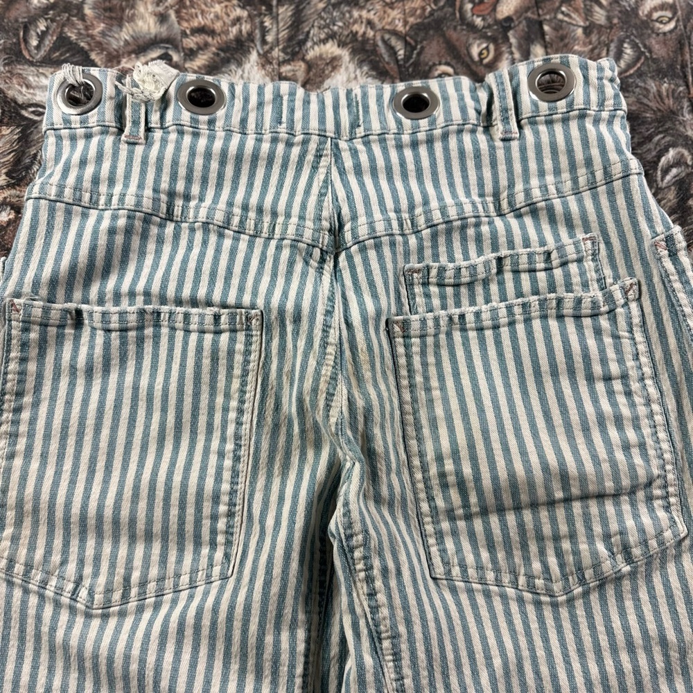 We The Free Teal Moxie railroad striped barrel jeans - Picture 4 of 5